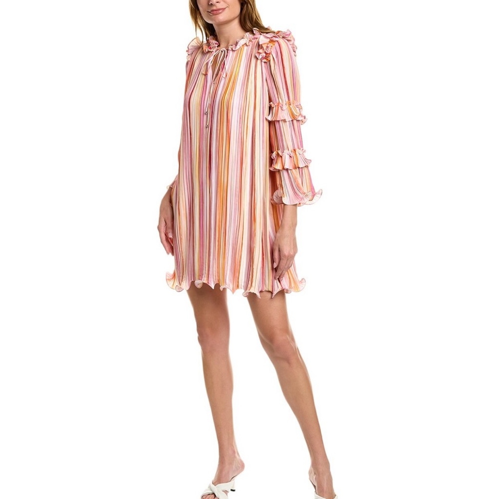 BCBGMAXAZRIA Accordion Pleated Shift Dress sz 2